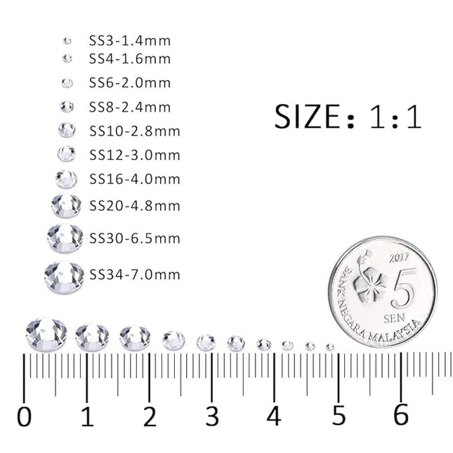 3000Pcs White Crystal Rhinestones,Glass Flatback Rhinestones Mini Gemstones for Nail Face Makeup Art Crafts Clothes Decoration -(SS8,2.4mm,White)