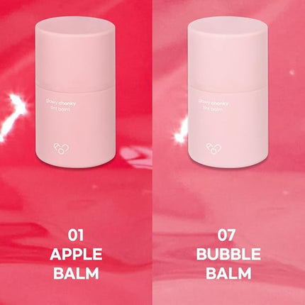 AOU GLOWY CHONKY TINT BALM 01 Apple Balm with Built-in Silicone Applicator - Mess-Free, Hygienic Design, Natural Gloss, Instant Hydration for Chapped Lips 0.12Oz