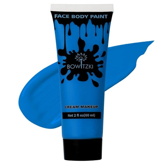 Bowitzki Face and Body Paint 2oz Cream Makeup 60ml Water Based Face Painting Special Effects For Adults Children Kids Halloween Christmas Party Stage Cosplay (Blue)