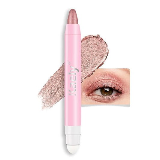 Kaely 2in1 Cream Eye Shadow Brightener Sticks for Eyes, Pencil Eyeshadow Applicator Stick Waterproof Pigmented, Eye Shadow Palette Highlighter Makeup, sombras para ojos, 37 Rose Gold Shimmer