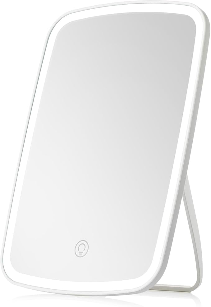 Rechargeable Makeup Mirror with Lights, Portable Travel Lighted Vanity Mirror, Dimmable Touch Screen Tabletop LED Make up Mirror