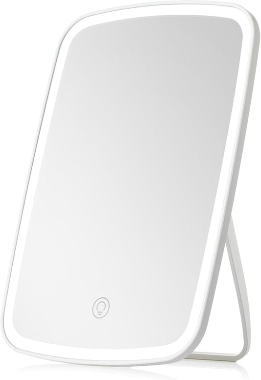 Rechargeable Makeup Mirror with Lights, Portable Travel Lighted Vanity Mirror, Dimmable Touch Screen Tabletop LED Make up Mirror