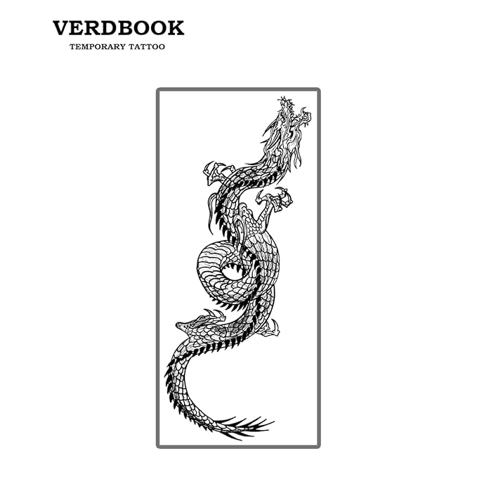 Waterproof Temporary Tattoos: 2-Sheet Tattoo Kit with Realistic Body Stickers, Semi-Permanent Tattoos for Adults Lasting 7-15 Days – Safe for Men & Women, Fierce Dragon Pattern