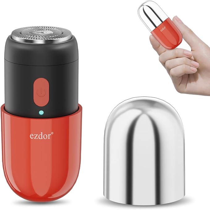 Mini Electric Razor, Facial Hair Removal for Women: Rechargeable Waterproof Shaver – Cordless Travel Razor for Face, Underarms & Sensitive Areas, Portable Grooming Gift, Electric Razors for Women, Red