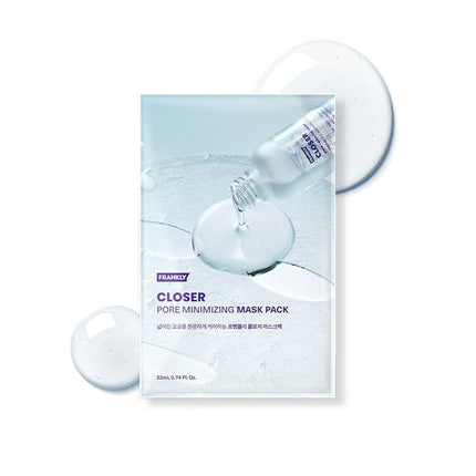 FRANKLY Closer Pore Minimizing Mask – Semi-Gel Face Sheet Mask for Pore Care & Firming | Non-sticky, Lightweight | Korean Skin Care with Collagen, Hyaluronic Acids & Peptides | 0.74 fl oz, 1pc