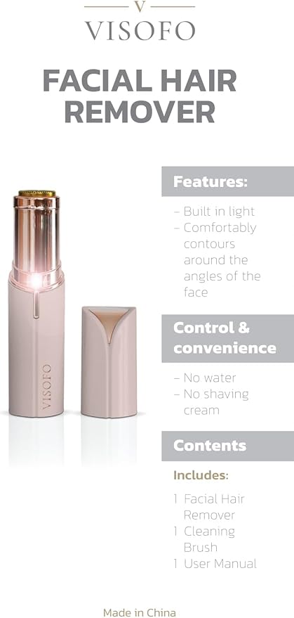 Facial Hair Removal for Women | Electric Razor Device Small Mustache Dermaplaning Remover Tools Tweezers Epilator Trimmer Face Dermaplane Shavers Beauty Gadgets Set Accessories by VISOFO (Agate)