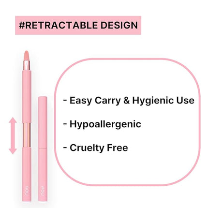 AOU LIP BRUSH Compact & Retractable Design for Easy Carry with Cruelty-Free Soft Brush
