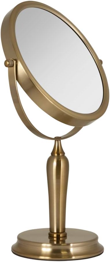Zadro Anaheim 8.75” Round Non-Lighted Makeup Mirror 5X 1X Magnifying Makeup Mirrors Rotating Head Makeup Mirror for Desk