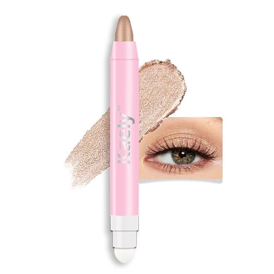 Kaely 2in1 Cream Eye Shadow Brightener Sticks for Eyes, Pencil Eyeshadow Applicator Stick Waterproof Pigmented, Eye Shadow Palette Highlighter Makeup, sombras para ojos, 25 Sand Shimmer