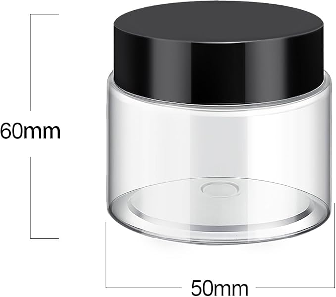 SATINIOR 36 Pieces 2.5 oz Plastic Jars with Lids Wide Mouth Airtight Reusable Container Acrylic Cosmetic Small Jars for Lotions Ointments Travel Toiletries Creams Make up Storage(Black)