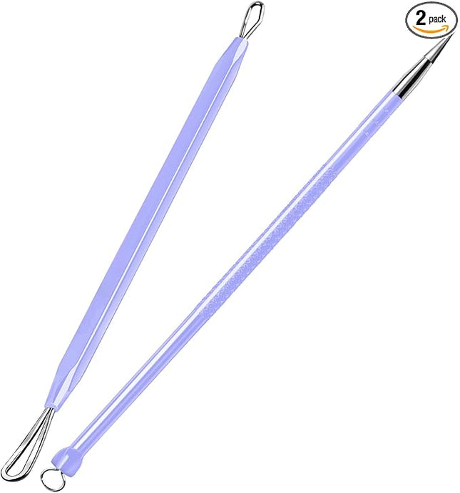 Teenitor Pimple Extractor Acne Treatment Tool Blackhead Comedone Removal 2-in-1 Popper Tool for Face Blackhead Extractor Tool Purple