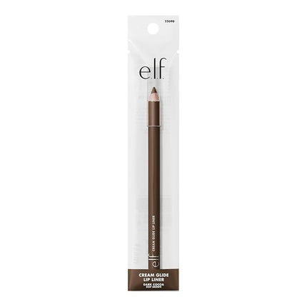 e.l.f. Cream Glide Lip Liner, Highly-Pigmented Pencil For Shaping & Sculpting Lips, Semi-Matte Finish, Vegan & Cruelty-Free, Dark Cocoa
