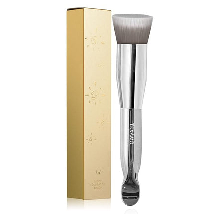 Flat Top Kabuki Foundation Brush TEXAMO Spoon Dual-ended Angled Foundation Makeup Brush Concealer Brush Premium Face Brush, Blending Powder Cream Buffing Stippling
