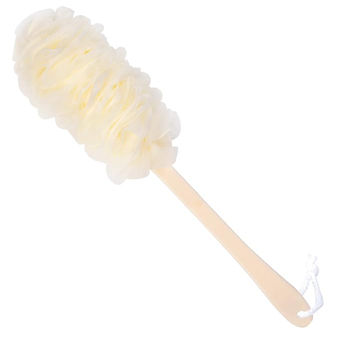 Back Scrubber for Shower, Loofah Long Handle Bath Body Brush, Soft Nylon Mesh Sponge On a Stick for Shower Men Women Kids Elderly, Exfoliating Scrub Cleaning Luffa for All Kinds of Skin(White)