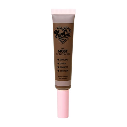 KimChiChic Beauty The Most Concealer | Full Coverage Water Resistant Multi-Use Concealer | Conceal, Correct, Contour & Highlight | Matte Satin Hybrid Finish | Brush Applicator, 0.63 oz, 17-Light Choco