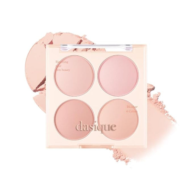 Dasique Blending Mood Cheek #09 Almond Vanilla | 4 Blendable Shades in Lightweight Smooth Powder | Vegan | Blush