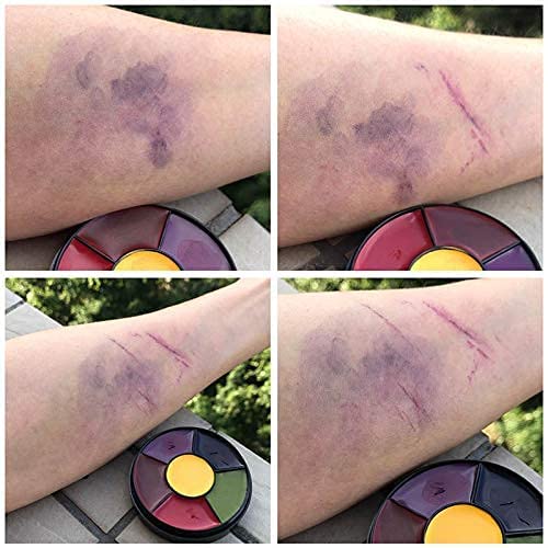 6 Colors Bruise Wheel for Halloween SFX Makeup, Face Body Oil Paint for Theatrical Zombie Bruise Special Effects Makeup with 3pcs Stipple Sponges