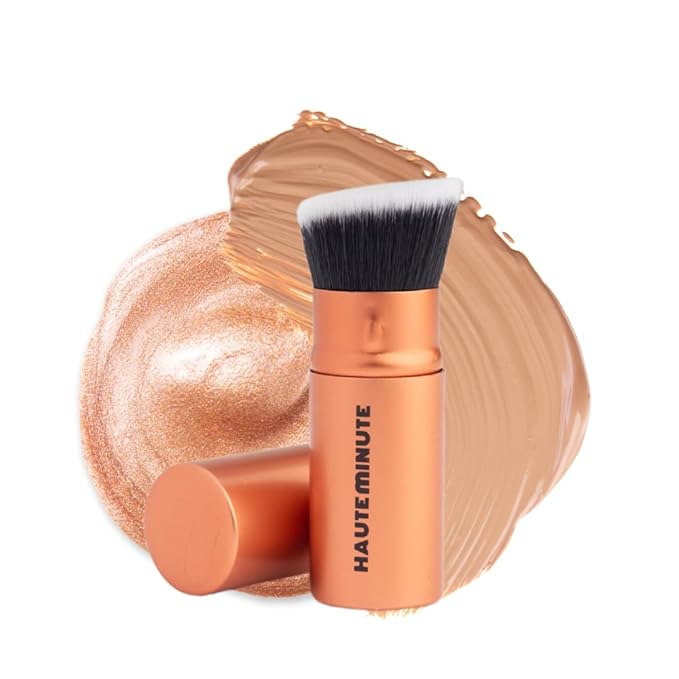Mini Glamstick Retractable Foundation Brush - Travel Face Makeup Brush for Liquid, Cream Buffing & Blending, Cruelty-Free Bristles