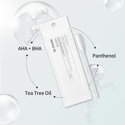 DR.ORACLE 21 Stay A-Thera Peeling Stick for Sensitive Skin - AHA, BHA, Tea Tree Oil, Exfoliating Swabs for Blackheads, Whiteheads, Enlarged Pores, Korean Skincare, Dermatologist Tested, 1Pack of 10ea