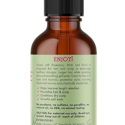 Mielle Organics Rosemary & Mint Hair Oil - Strengthening Biotin Oil Infused Frizzy & Damaged Hair Care - Split Ends & Dry Scalp Treatment to Support Longer, Healthier Strands, 2oz