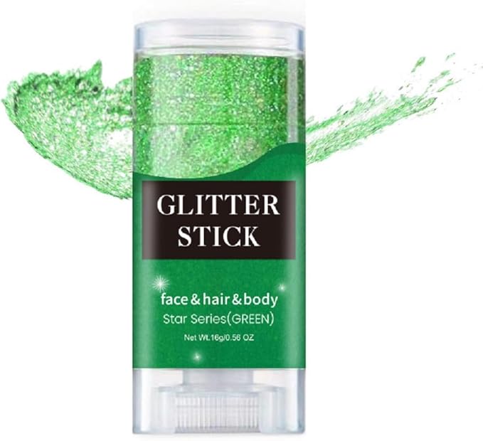 Green Face and Body Glitter Stick,Holographic Neon Accessories Outfit Singer Concert Sparkling Festival Rave Glitter Makeup