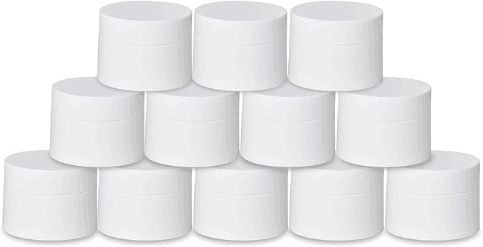 Plastic Containers Akamino White Plastic Lotion Jar with Inner Liners and Dome Lids for Make-up Cosmetic, Creams, Lotions, Refillable Travel Airtight Container Storage (1.25 Oz, 37 ML, 12 PCS)