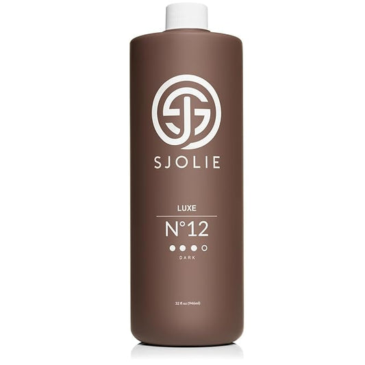 SJOLIE Spray Tan Solution - Luxe 12 - Violet Based Dark Blend | Sunless Tanning Solution for Deep, Dark Bronze Finish, All Natural (32oz)