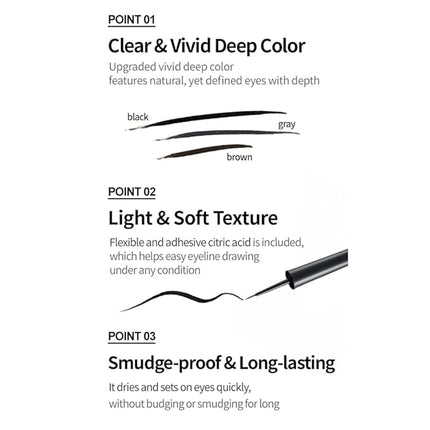 ETUDE OH M'EYE LINE Liquid Eyeliner - Waterproof, Smudgeproof & Long lasting|Quick Drying Eye Liner|Easy & Precise Application|Lasts Up To 10 Hours|Korean Makeup| Gray,5ml