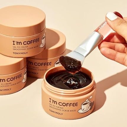 TONYMOLY I’m Coffee Gel-to-Cream Smoothing Scrub Mask – Gentle Exfoliating Face Mask with Coffee Grounds – Hydrates, Smooths & Softens Skin, 100ml