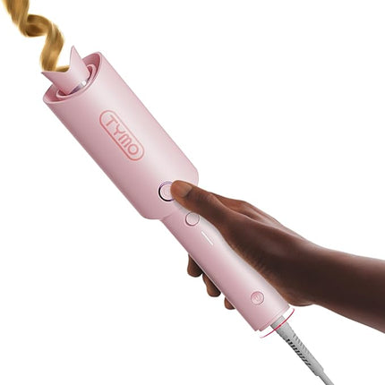 TYMO Automatic Rotating Curling Iron - TYMO CURLPRO Beach Waves Curling Wand, Portable Hair Curler, 500 Million Ionic, Dual Voltage & Lightweight for Travel, Ceramic Coating, 1 Inch, Pink