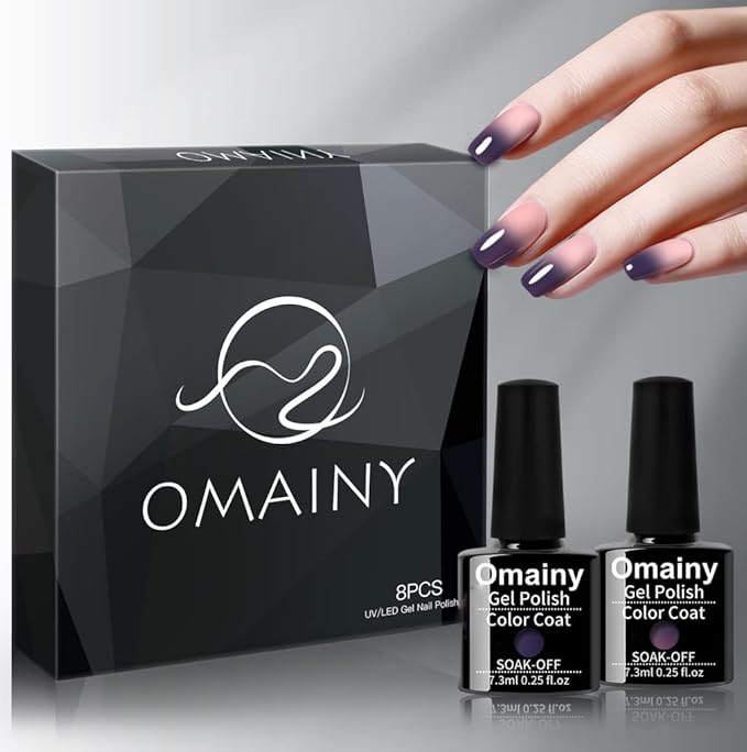 Gel Nail Polish Set - Purple Blue Pink Red Laverder Wind Red Black Color Changing Polish Soak Off UV LED Thermal Temperature Art (8PCS001)