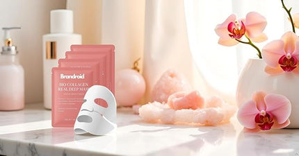 Brandroid Skin Clearing Collagen Face Mask - Deep Cleaing Facial Mask for Wrinkles & Elasticity, Anti-Aging Korean Skincare, Pimple cleansing Sleeping Mask with Hyaluronic Acid & Peptides, 4-Pack