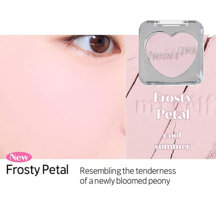 ETUDE Heart Pop Blush, Frosty Pink Cheek Color, Natural Glow & Glossy Finish, Lightweight Formula, Compact 0.2 oz – Frosty Petal
