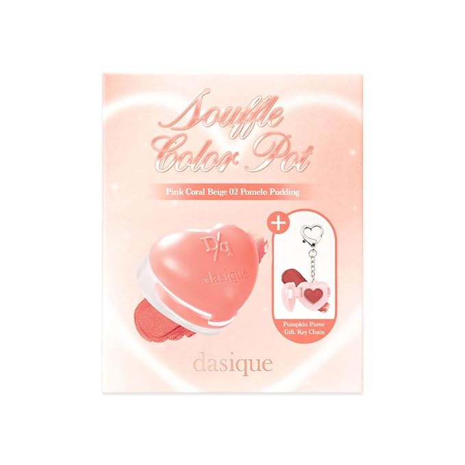 Dasique Souffle Color Pot Special Set #02 Pomelo Pudding - Makeup Blush, Buildable Silky-Smooth Texture, Built-In Mini Brush, Multi-Use For Cheek and Lip