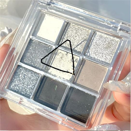 Kayswang 9 colors glitter eyeshadow palette makeup palette matte high pigment color cream texture natural eye shadow powder eye shadow palette in autumn and winter long lasting & waterproof (silver)