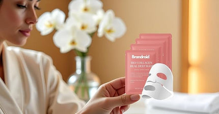 Brandroid Skin Clearing Collagen Face Mask - Deep Cleaing Facial Mask for Wrinkles & Elasticity, Anti-Aging Korean Skincare, Pimple cleansing Sleeping Mask with Hyaluronic Acid & Peptides, 4-Pack