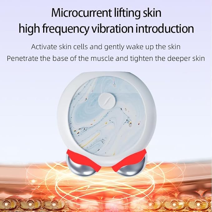 3-in-1 Skin Care Tools,Microcurrent Facial Device, Face Neck Lift Device, Double Roller Facial Massager, Promote Skin Care Absorption, Light Lines (White)
