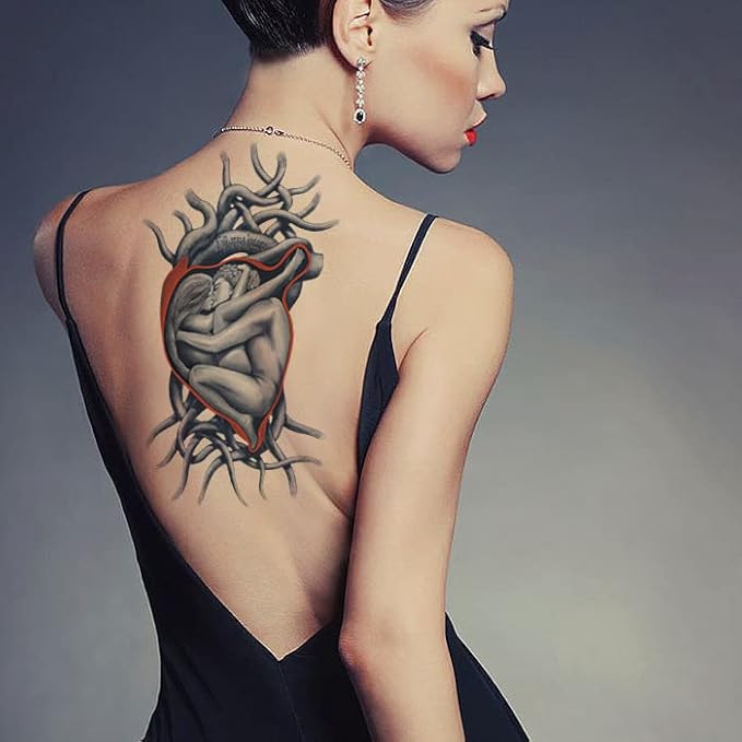 Large Temporary Tattoos Women Temporary Neck Tattoos Temporary Realistic Flower Chest Tattoo for Adults (Temporary Tattoos Sticker 8)