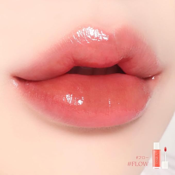 INGA Water Glow Lip Tint | Hydrating, Glossy Korean Lip Tint with Sheer Color & Glass-Like Shine | Long-Lasting, Non-Sticky Korean Lip Stain (FLOW)