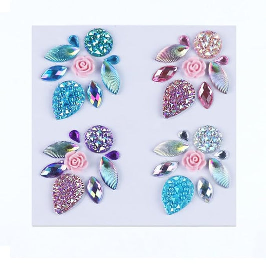 Facial Jewels Stickers, Makeup Accessories, Reusable Rhinestone Gems for Face Decoration, Stage Makeup, Party Glam (Face Gems(021))