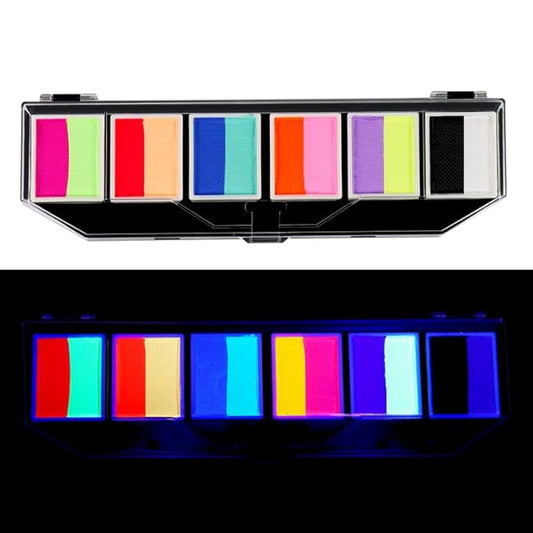 Face Paint Kit, 6 Colors, Water-Based, Kid-Friendly, Stage Makeup, Holiday Body Paint, With two brushes, Fluorescent, Quick Dry, Easy to Use, Vibrant Colors, Washable, Safe