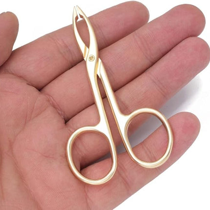 2 Pieces Tweezers Scissor Handle Straight Tip Scissor Shaped Eyebrows Tweezers for Hair Plucker Remover Facial Hair Eyebrows Care (Golden)