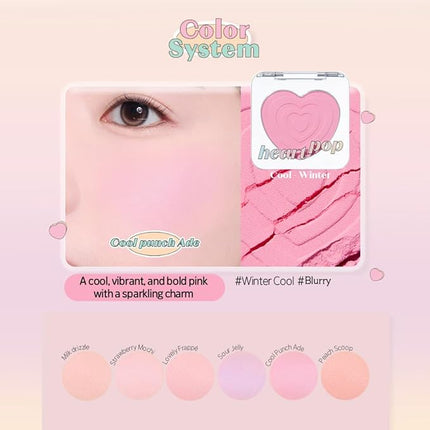 ETUDE Heart Pop Duo Blush, Cool Coral Pink Cheek Colors, Vibrant Glow & Glossy Finish, Layering Formula, Compact 0.2 oz – Cool Punch Aid