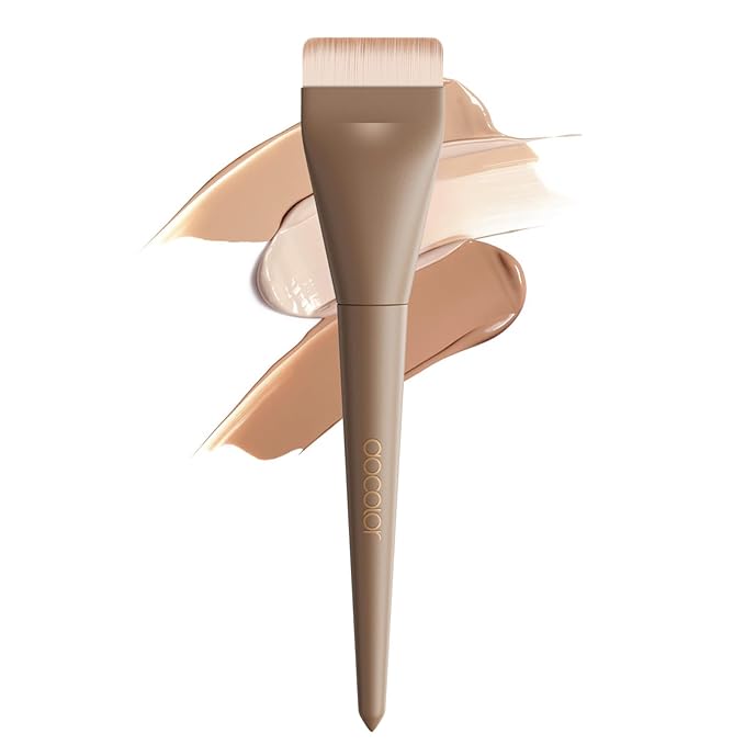 docolor Flat Foundation Brush Korean Makeup Brush Liquid Makeup Brush Premium Makeup Face Brush for Blending, Cream, Thin Foundation Brush Makeup Tool Face Foundation Flat Brush,Khaki