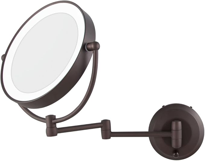 Zadro 11" LED Wall Mounted Makeup Mirror 10X/1X Shaving Mirror Cordless or Battery Operated Vanity Mirrors for Wall (Large | 10X/1X | 11" x 14.5", Oil-rubbed Bronze)