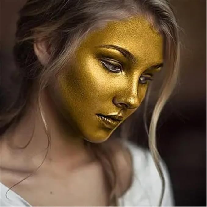 Go Ho Metallic Gold Face Body Paint Stick,Washable Face Paint Eye Black,Non-toxic Cream Metallic Finish Gold Body Paint for Halloween Cosplay SFX Makeup