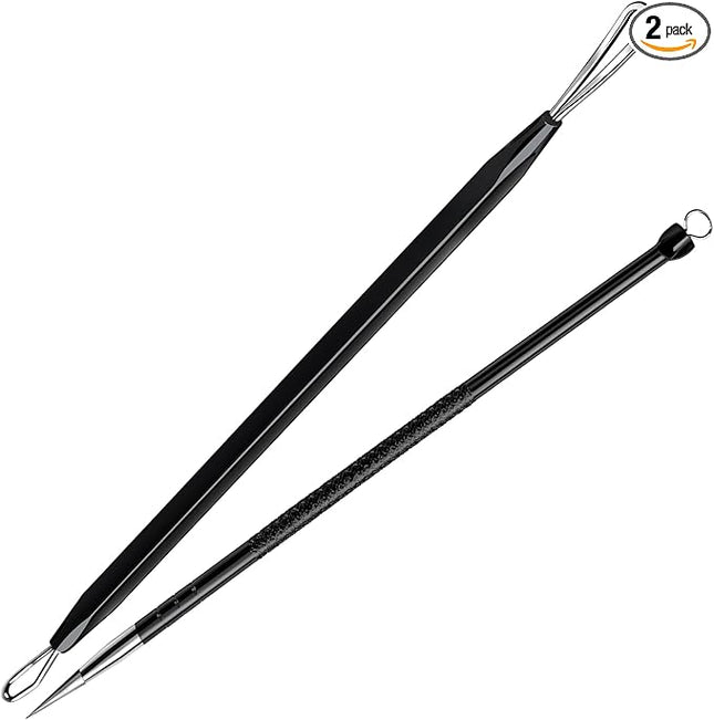 Teenitor Pimple Extractor Tool Comedone Extractor Acne Tool Blackhead Removal Tool 2-in-1 Pimple Popper Tool for Face and Nose Black
