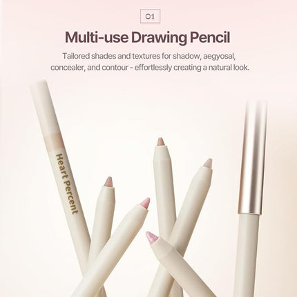Heart Percent Dote On Mood Gel Eyeliner Pencil – Long-Lasting Waterproof Smudge Proof Smooth Retractable, Aegyo Sal Makeup, Under Eye Highlighter with Built-In Sharpener, #09. Glim Pink