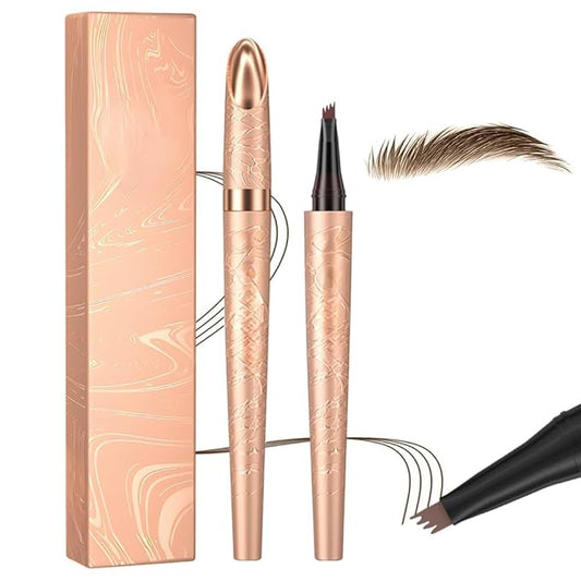 Microblading Eyebrow Pen, 2025 New Premium Waterproof Eyebrow Pencil, Eye Brow Pen with 4 Tip, Long-Lasting Natural Magic Eyebrow Makeup Fine Stroke Contouring Pencil Stay on All Day (Dark Brown)