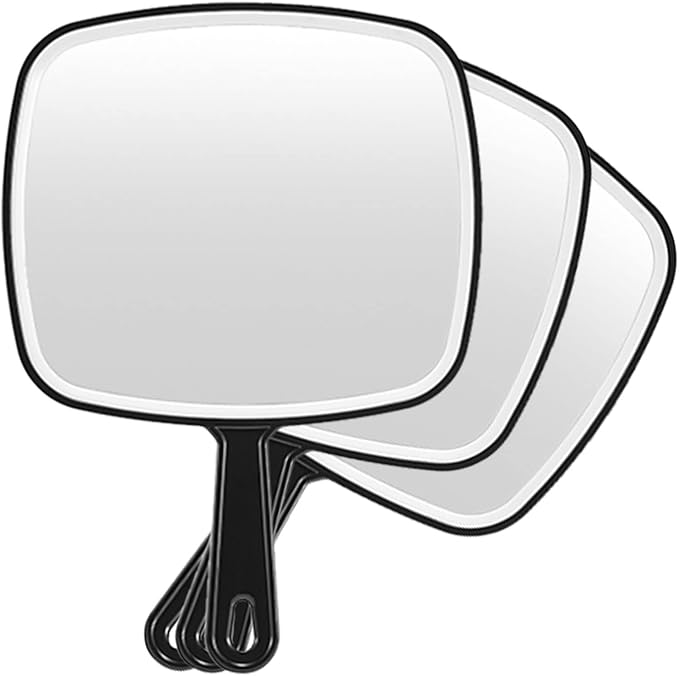 OMIRO Hand Mirror, Extra Large Black Handheld Mirror with Handle,12.4" L x 9.1" W, Pack of 3